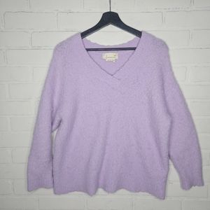 Anthropologie V-Neck Eyelash Tunic Lilac Purple Sweater